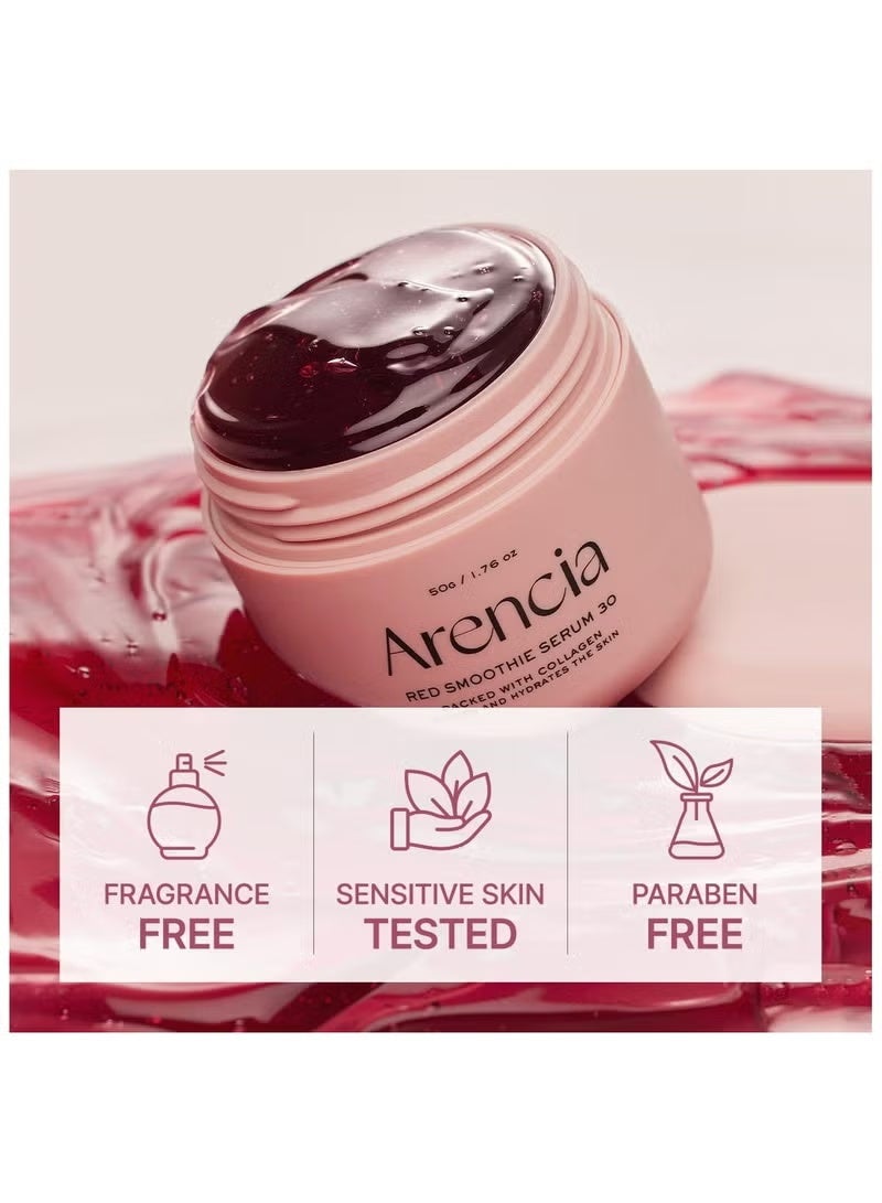 arena Arencia Overnight Red Smoothie Face Mask Serum, Glowing & Soothing with 30% red collagen, Niacinamide, Peptide, Vitamin E 50g, - Image 5